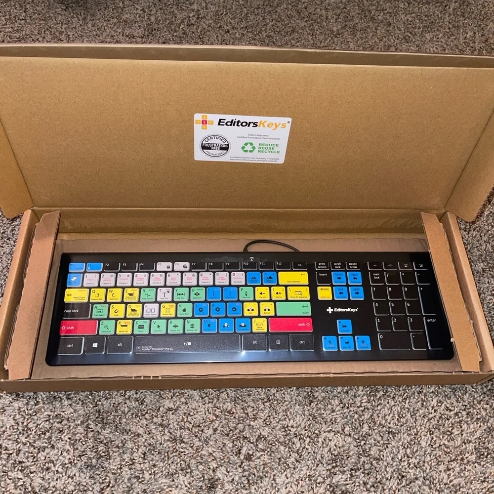 EditorsKeys ADOBE PREMIERE PRO KEYBOARD - BACKLIT - FOR MAC OR PC